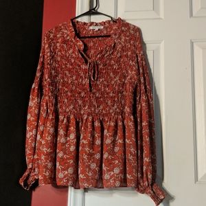 Flowy Rose and Olive Red Blouse